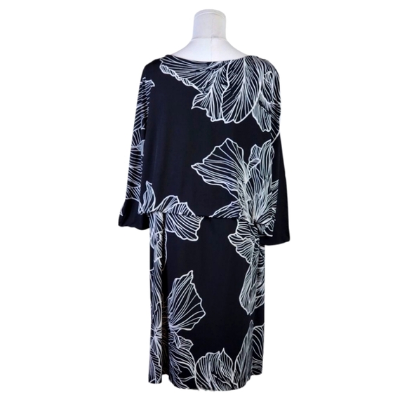 MiXT by Heidi Weisel Black White Floral Blouson Dress 18W Plus Size - Picture 7 of 11